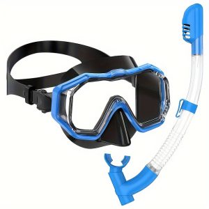 One large frame diving mask with wide vision, breathing tube, anti-fog and waterproof swimming goggles, snorkeling equipment