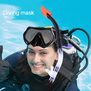 1 set of snorkeling equipment, diving goggles with snorkel, large-frame swimming goggles