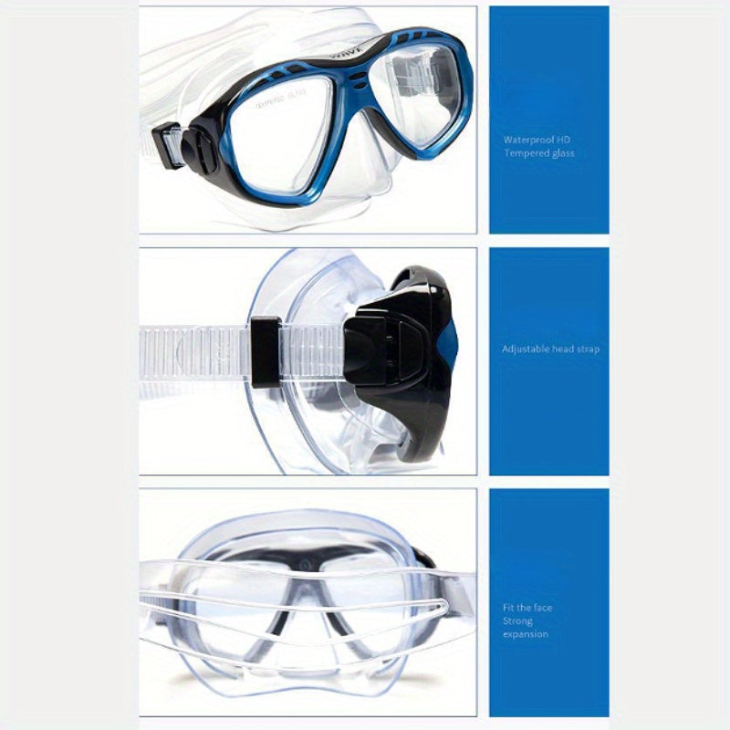 2 pieces/set of neutral silicone professional swimming and diving equipment, 1 silicone waterproof, anti-fog and leak-proof diving mask + snorkeling tube