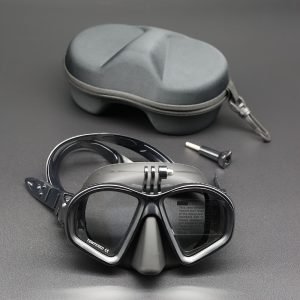 Tempered Glass Diving Mask With Storge Box, Waterproof And Anti Fog Electroplating Goggles With J-shaped Bracket For Camera