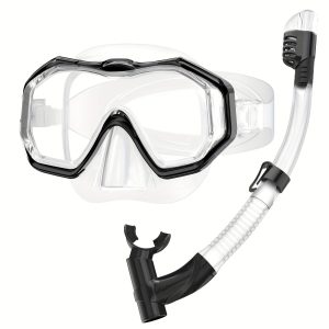 One large frame diving mask with wide vision, breathing tube, anti-fog and waterproof swimming goggles, snorkeling equipment