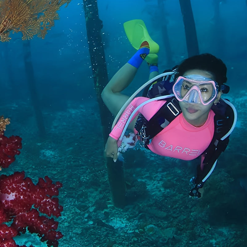 1 set of snorkeling equipment, diving goggles with snorkel, large-frame swimming goggles