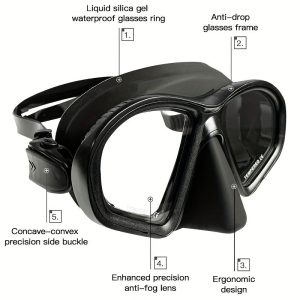 Tempered Glass Diving Mask With Storge Box, Waterproof And Anti Fog Electroplating Goggles With J-shaped Bracket For Camera
