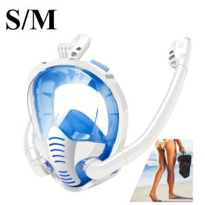 Adult double tube full face mask breathing tube mask, anti-fog and anti-leakage 180° viewing Angle diving goggles, diving swimming snorkeling equipment