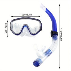 Premium Dry Top Snorkel Set - Impact hardened glass scuba mask, waterproof and fog free lenses for optimal viewing, easy to adjust shoulder strap, snorkeling gear