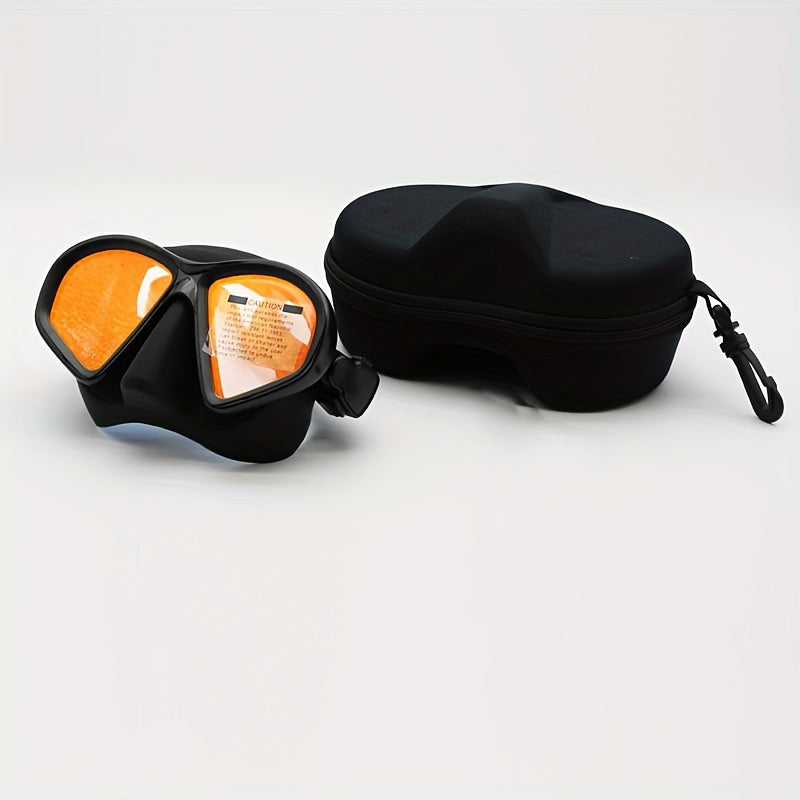 Tempered Glass Diving Mask With Storge Box, Waterproof And Anti Fog Electroplating Goggles With J-shaped Bracket For Camera