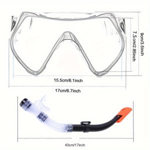 1 set of snorkeling equipment, diving goggles with snorkel, large-frame swimming goggles
