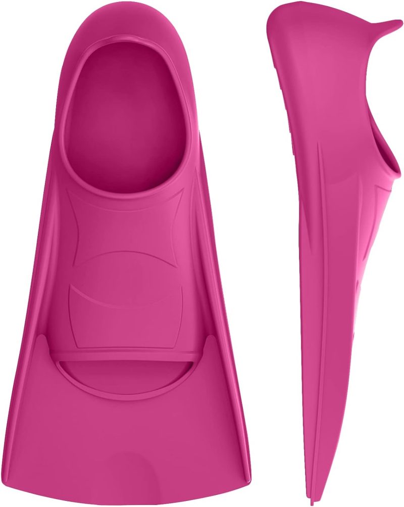 Swim Fins, Kids Swim Training Fins for Lap Swimming, Travel Size Flippers with Mesh Bag, Silicone Swimming Fins for Kids Teens Adults Women Men