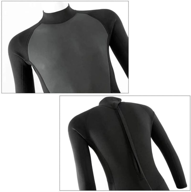 Diving Wetsuit Men 0.12Inch Ultra Stretch Neoprene Full Body Suit Back Zip Swimsuit for Spearfishing Snorkeling Canoeing Black L, Full Body Diving Suit