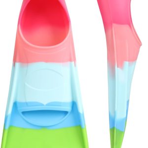 Swim Fins, Kids Swim Training Fins for Lap Swimming, Travel Size Flippers with Mesh Bag, Silicone Swimming Fins for Kids Teens Adults Women Men