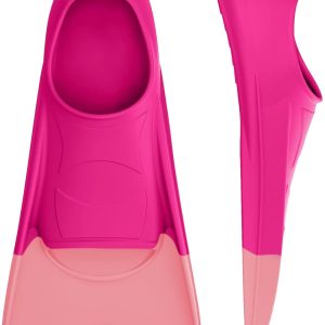 Swim Fins, Kids Swim Training Fins for Lap Swimming, Travel Size Flippers with Mesh Bag, Silicone Swimming Fins for Kids Teens Adults Women Men