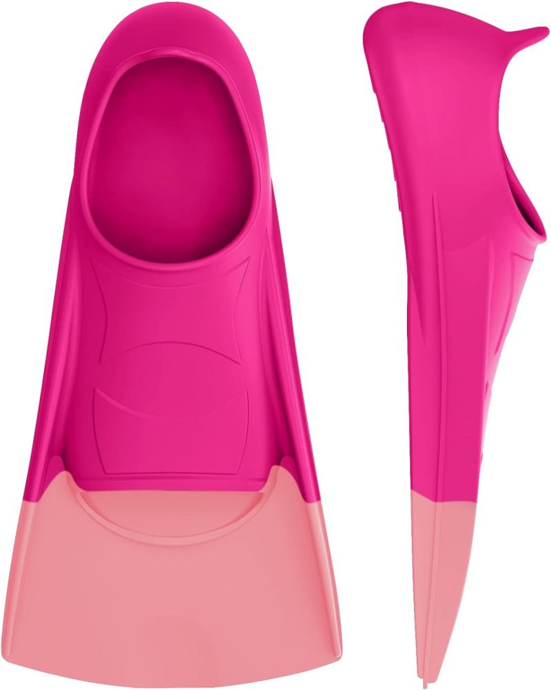 Swim Fins, Kids Swim Training Fins for Lap Swimming, Travel Size Flippers with Mesh Bag, Silicone Swimming Fins for Kids Teens Adults Women Men