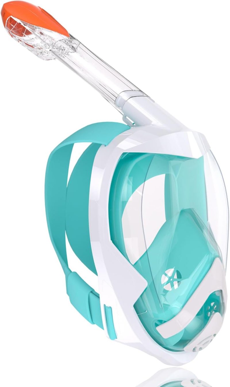 Snorkel Mask,180°View Snorkelling Gear with Panoramic Full Face Design-Sports Camera Compatible Diving Mask with Anti-Fog and Anti-Leak Technology for Adults and Kids
