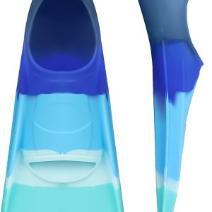 Swim Fins, Kids Swim Training Fins for Lap Swimming, Travel Size Flippers with Mesh Bag, Silicone Swimming Fins for Kids Teens Adults Women Men