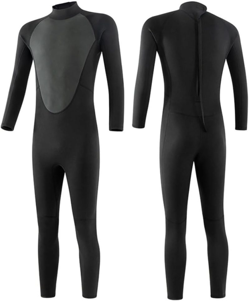 Diving Wetsuit Men 0.12Inch Ultra Stretch Neoprene Full Body Suit Back Zip Swimsuit for Spearfishing Snorkeling Canoeing Black L, Full Body Diving Suit