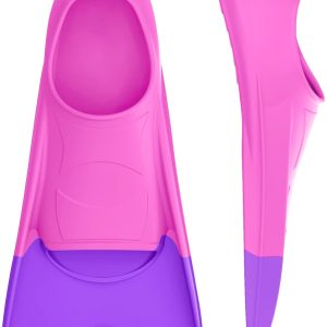 Swim Fins, Kids Swim Training Fins for Lap Swimming, Travel Size Flippers with Mesh Bag, Silicone Swimming Fins for Kids Teens Adults Women Men