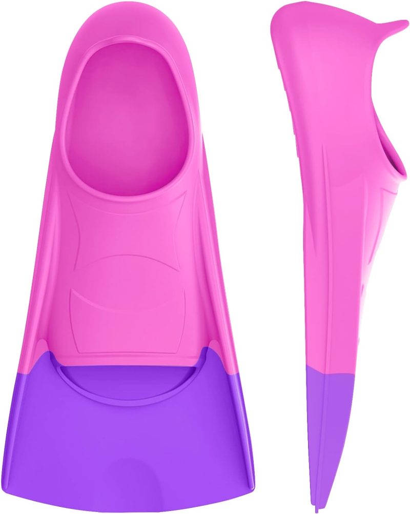 Swim Fins, Kids Swim Training Fins for Lap Swimming, Travel Size Flippers with Mesh Bag, Silicone Swimming Fins for Kids Teens Adults Women Men