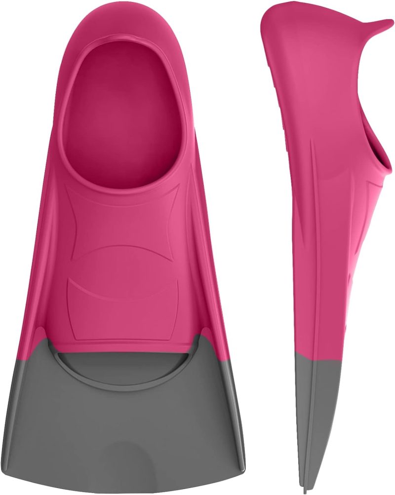 Swim Fins, Kids Swim Training Fins for Lap Swimming, Travel Size Flippers with Mesh Bag, Silicone Swimming Fins for Kids Teens Adults Women Men