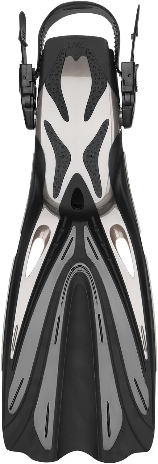 Diving Fins, Powerful Efficient Open Heel Scuba Diving Fins, Flippers for Snorkeling and Freediving with Adjustable Buckles