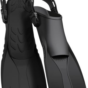Snorkel Fins Adjustable Open Heel Fins,Dive Fins Light and Strong Thrust,Anti Slip Design Swim Fins,Travel Size Short Snorkeling Flippers,Swim Flippers for Adult Women Men.