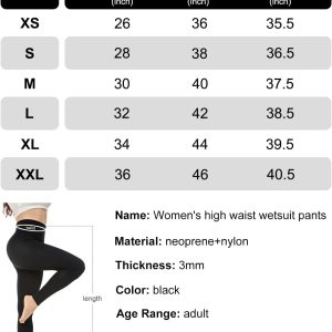 Wetsuit Pants Men Womens Wet Suits Swim Tights 3mm Neoprene Swimming Leggings 2mm Long Diving Surfing Kayak Pant Keep Warm for Workout Scuba Snorkeling Canoeing Water Sports
