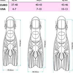 Diving Flippers Scuba Fins Available for Men & Women Snorkel Flippers with Open Heels Long Swimming Fins with Adjustable Straps for Adults