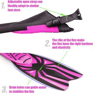 Diving Flippers Scuba Fins Available for Men & Women Snorkel Flippers with Open Heels Long Swimming Fins with Adjustable Straps for Adults