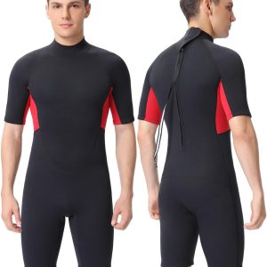 61Ujnsx_nVL._AC_SL1500-20240618-095414 Shorty Wetsuit Men and Women,2mm Neoprene Short Sleeves Wet Suits Back Zip, 1.5mm Shorty Surf Suit Keep Warm in Cold Water for Snorkeling Kayaking Boarding