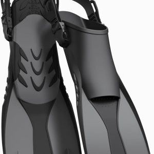 Snorkel Fins Adjustable Open Heel Fins,Dive Fins Light and Strong Thrust,Anti Slip Design Swim Fins,Travel Size Short Snorkeling Flippers,Swim Flippers for Adult Women Men.