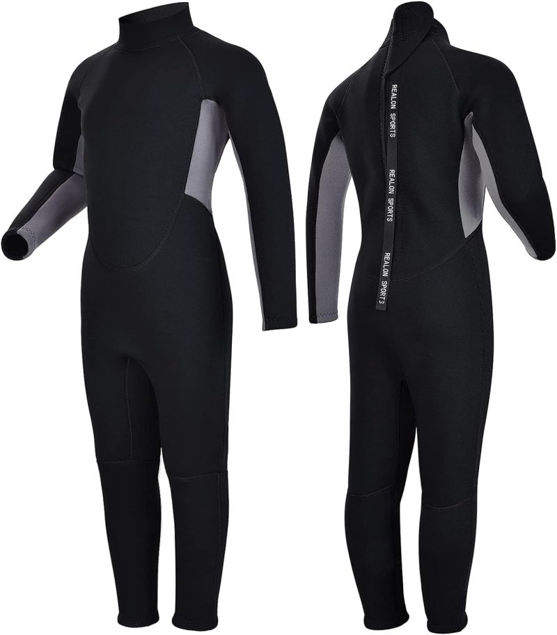 Kids Wetsuit for Toddler Girls Boys and Youth,3mm Neoprene Swimsuits Children Wet Suits 2mm Shorty/Full Long Sleeve Back Zip in Cold Water Warmth for Swimming Diving Jet Skiing Surfing