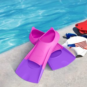 Swim Fins, Kids Swim Training Fins for Lap Swimming, Travel Size Flippers with Mesh Bag, Silicone Swimming Fins for Kids Teens Adults Women Men