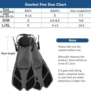 Swim Fins Snorkel Fins Snorkeling Gear Flippers for Swimming Short Diving Fins Travel Size with Mesh Bag Extra Fin Strap Open Heel Adjustable