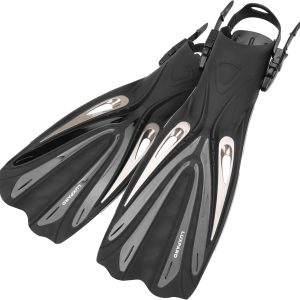 Diving Fins, Powerful Efficient Open Heel Scuba Diving Fins, Flippers for Snorkeling and Freediving with Adjustable Buckles