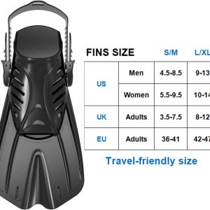 Diving fins Snorkeling Gear for Adults Snorkel fins ，Swim fins Open, Adjustable, Men, Women, Children, Swim Flippers