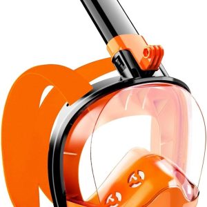 Full Face Snorkel Mask for Adults Teen, Snorkeling Gear with Detachable Camera Mount,Panoramic 180° View, Anti-Fog Anti-Leak Snorkling Set for Man and Women