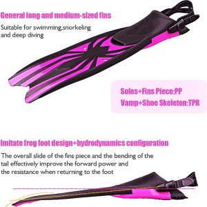 Diving Flippers Scuba Fins Available for Men & Women Snorkel Flippers with Open Heels Long Swimming Fins with Adjustable Straps for Adults