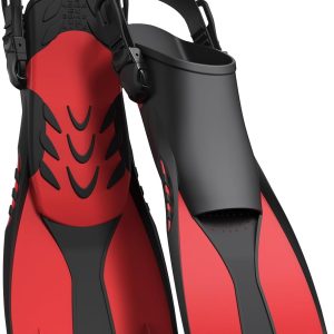 Snorkel Fins Adjustable Open Heel Fins,Dive Fins Light and Strong Thrust,Anti Slip Design Swim Fins,Travel Size Short Snorkeling Flippers,Swim Flippers for Adult Women Men.
