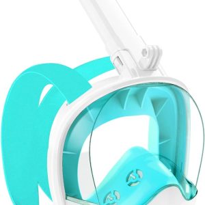 Full Face Snorkel Mask for Adults Teen, Snorkeling Gear with Detachable Camera Mount,Panoramic 180° View, Anti-Fog Anti-Leak Snorkling Set for Man and Women