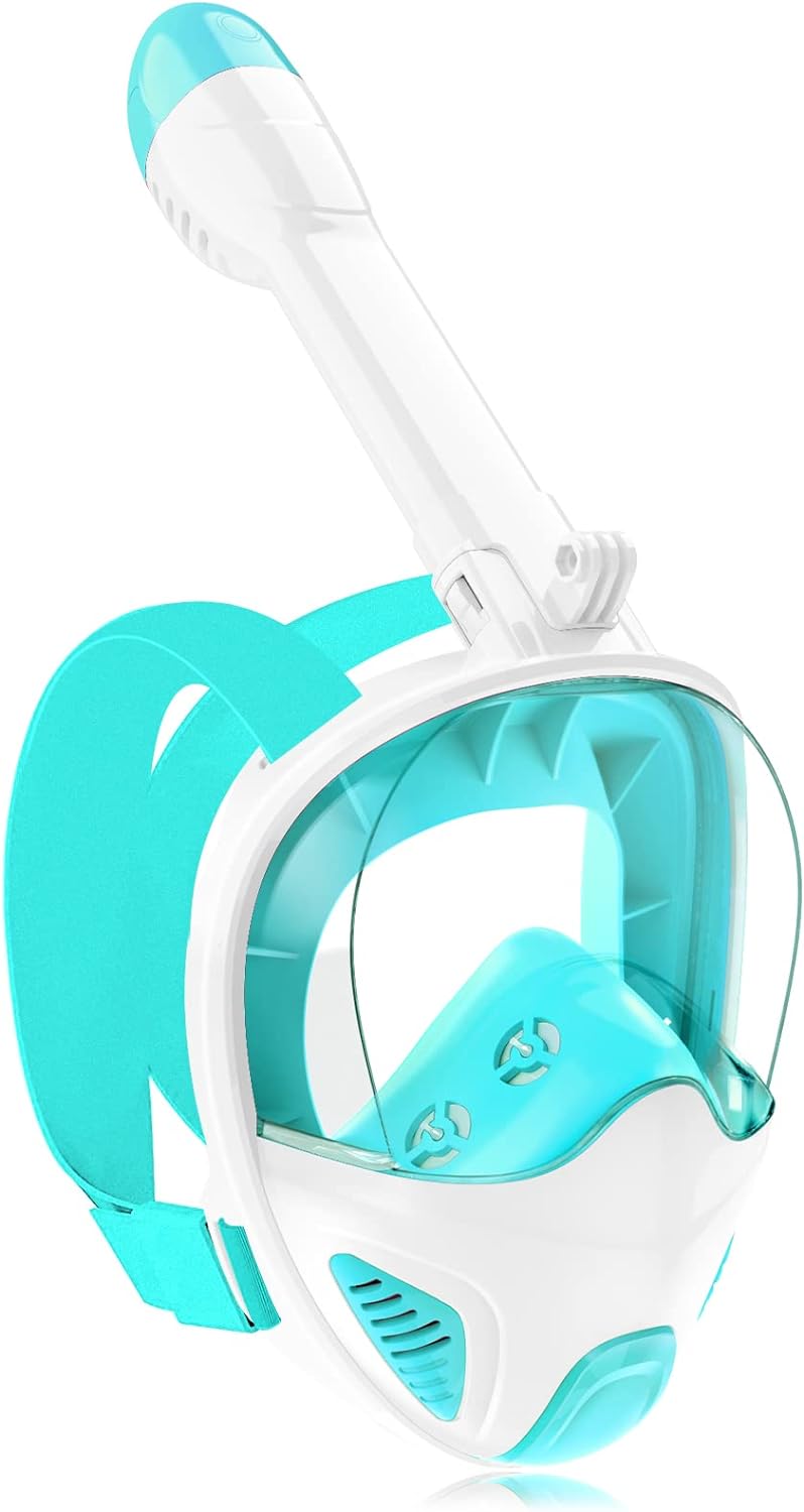 Full Face Snorkel Mask for Adults Teen, Snorkeling Gear with Detachable Camera Mount,Panoramic 180° View, Anti-Fog Anti-Leak Snorkling Set for Man and Women
