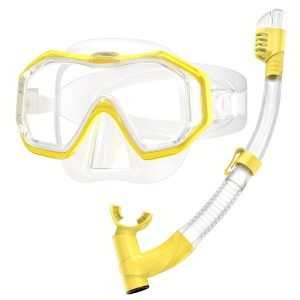 One large frame diving mask with wide vision, breathing tube, anti-fog and waterproof swimming goggles, snorkeling equipment