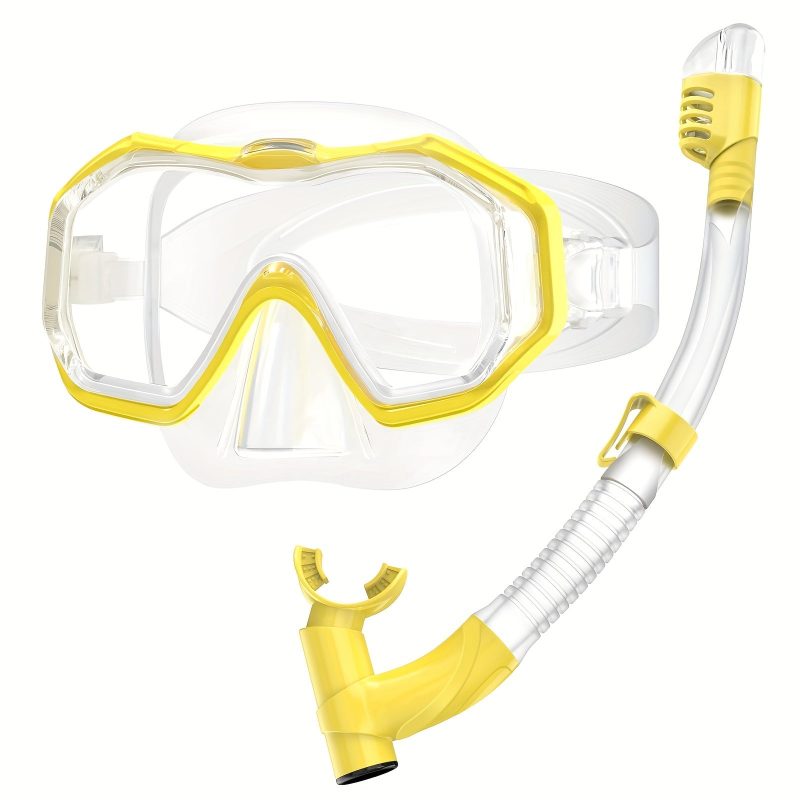 One large frame diving mask with wide vision, breathing tube, anti-fog and waterproof swimming goggles, snorkeling equipment