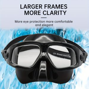One large-frame diving mask with snorkel, anti-fog diving kit, storage box included