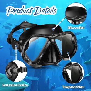 2 Pack Swim Mask for Adult Swimming Snorkel Goggles with Nose Cover Anti Fog Clear View Tempered Glass for Diving Swimming