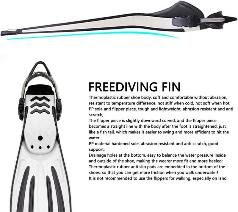 Diving Foot Fin, Ergonomic Adjustable Spring Laces Snorkeling Flippers Abrasion Resistant for Swimming