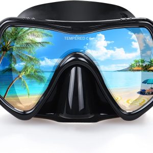 Snorkel Diving Mask, Professional Snorkeling Mask Gear, Ultra Clear Lens with Wide View Tempered Glass Goggles,Anti Leakage Scuba Mask, Silicone Swimming Goggles Mask for Adults, 3 Color
