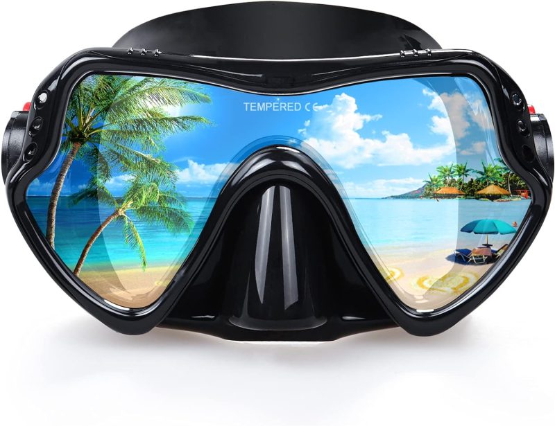 Snorkel Diving Mask, Professional Snorkeling Mask Gear, Ultra Clear Lens with Wide View Tempered Glass Goggles,Anti Leakage Scuba Mask, Silicone Swimming Goggles Mask for Adults, 3 Color