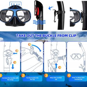 Nearsighted Snorkeling Gear for Adults Youth, Professional Full Dry Top Silicone Snorkel Set, Anti-Fog Scuba Diving Mask with Adjustable Strap