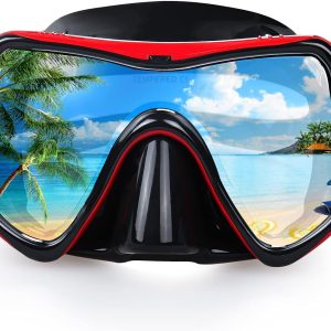 Snorkel Diving Mask, Professional Snorkeling Mask Gear, Ultra Clear Lens with Wide View Tempered Glass Goggles,Anti Leakage Scuba Mask, Silicone Swimming Goggles Mask for Adults, 3 Color