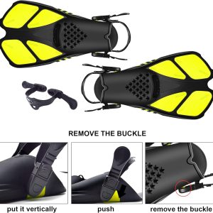 Swim Fins Open Heel, Adjustable and Light Diving Fins with Good Thrust, Travel Size Short Flippers for Snorkeling Swimming （Unisex）