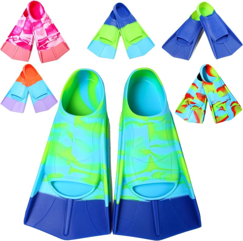 Kids Swim Fins,Short Fins Swimming Flippers for Lap Swimming and Training for Child,Girls,Boys